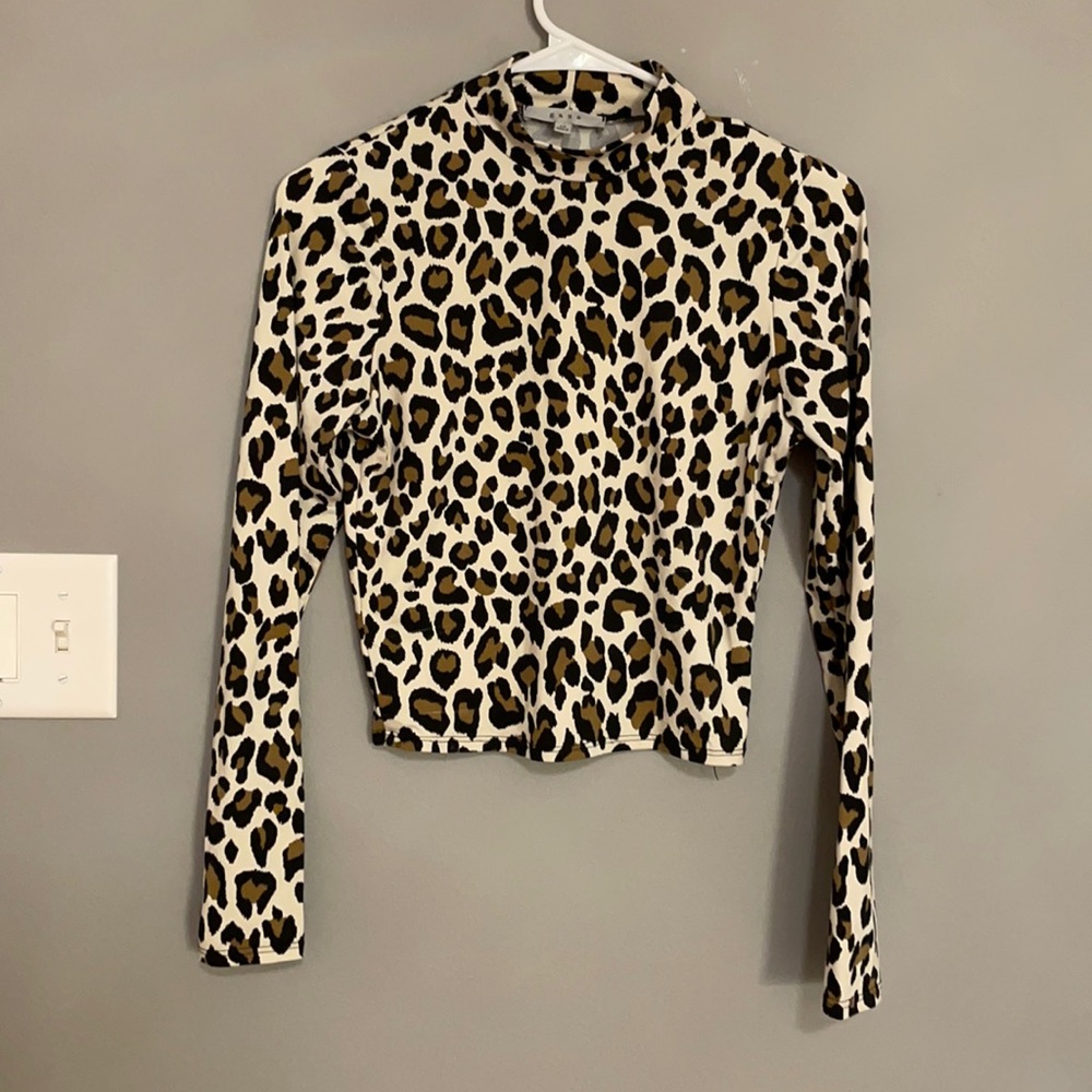 XS leopard print mock neck